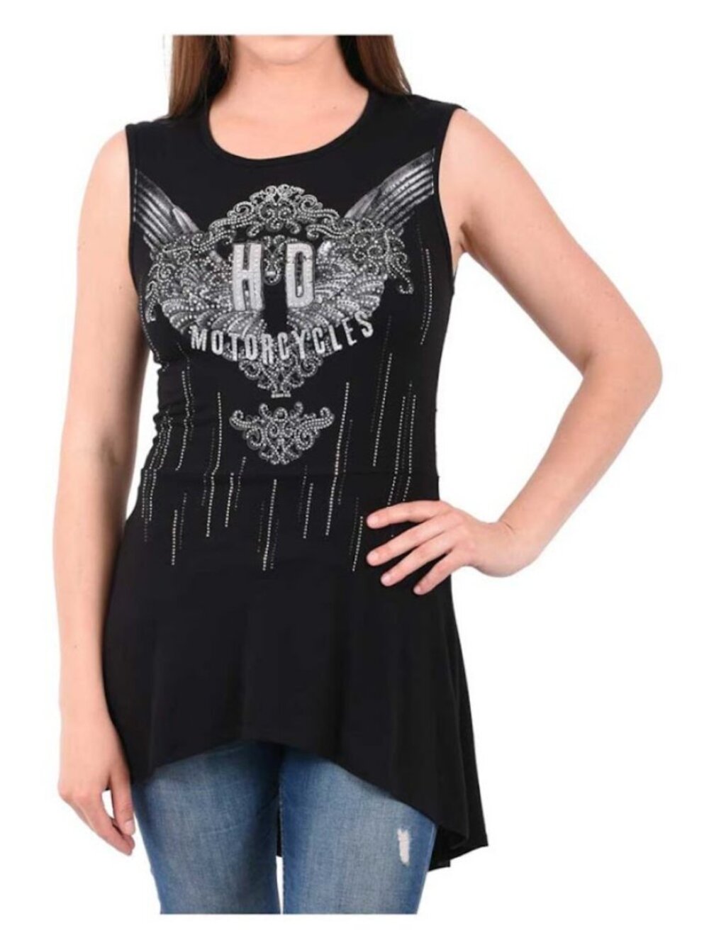 Canotta Harley-Davidson® Women's Silver Embellished Tank Top L Large - Picture 2 of 6
